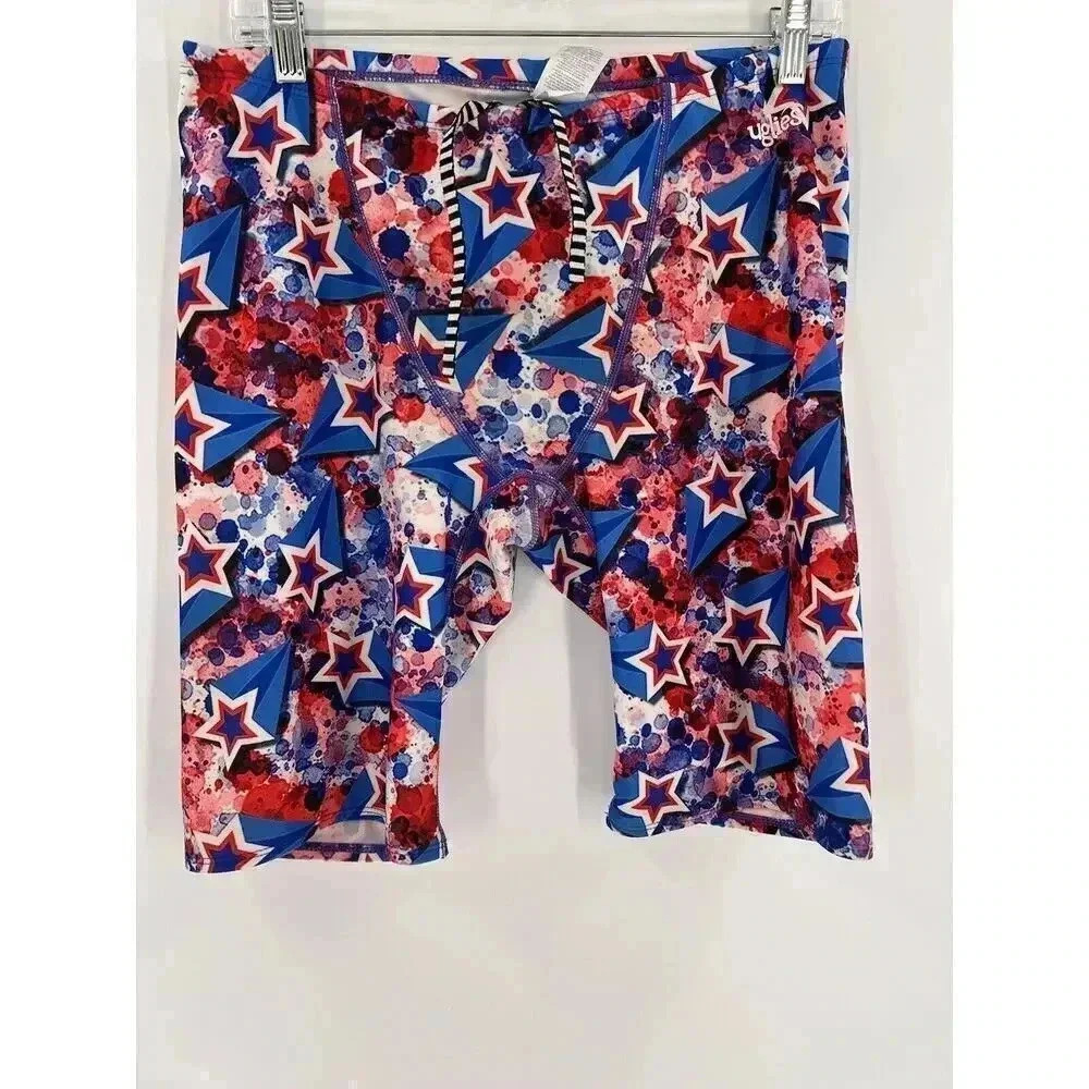 Dolfin Uglies Liberty Red/White/Blue Stars Patriotic Trunks Size 38 Excellent UC